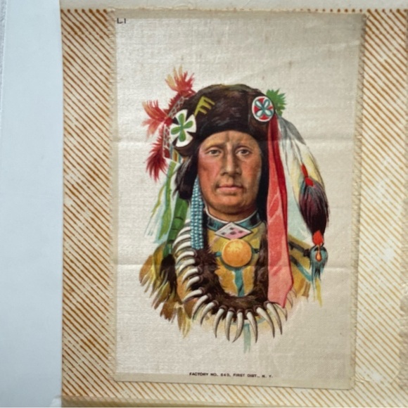 1910 TOKIO CIGARETTES Native American INDIAN CHIEFS SILKS Set Of 2 Antique Art - Picture 9 of 11